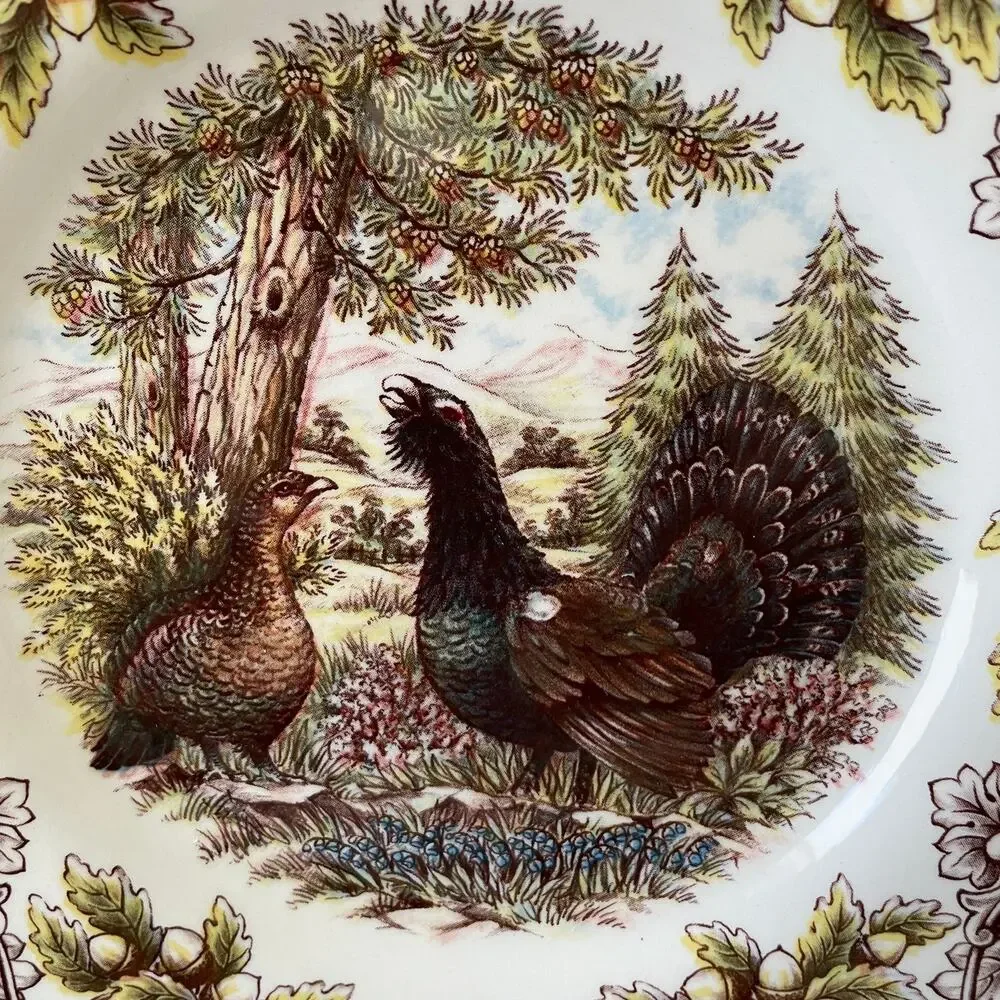 Royal Stafford Thanksgiving Capercaillie Dinner Plates 11in Porcelain Set of 4